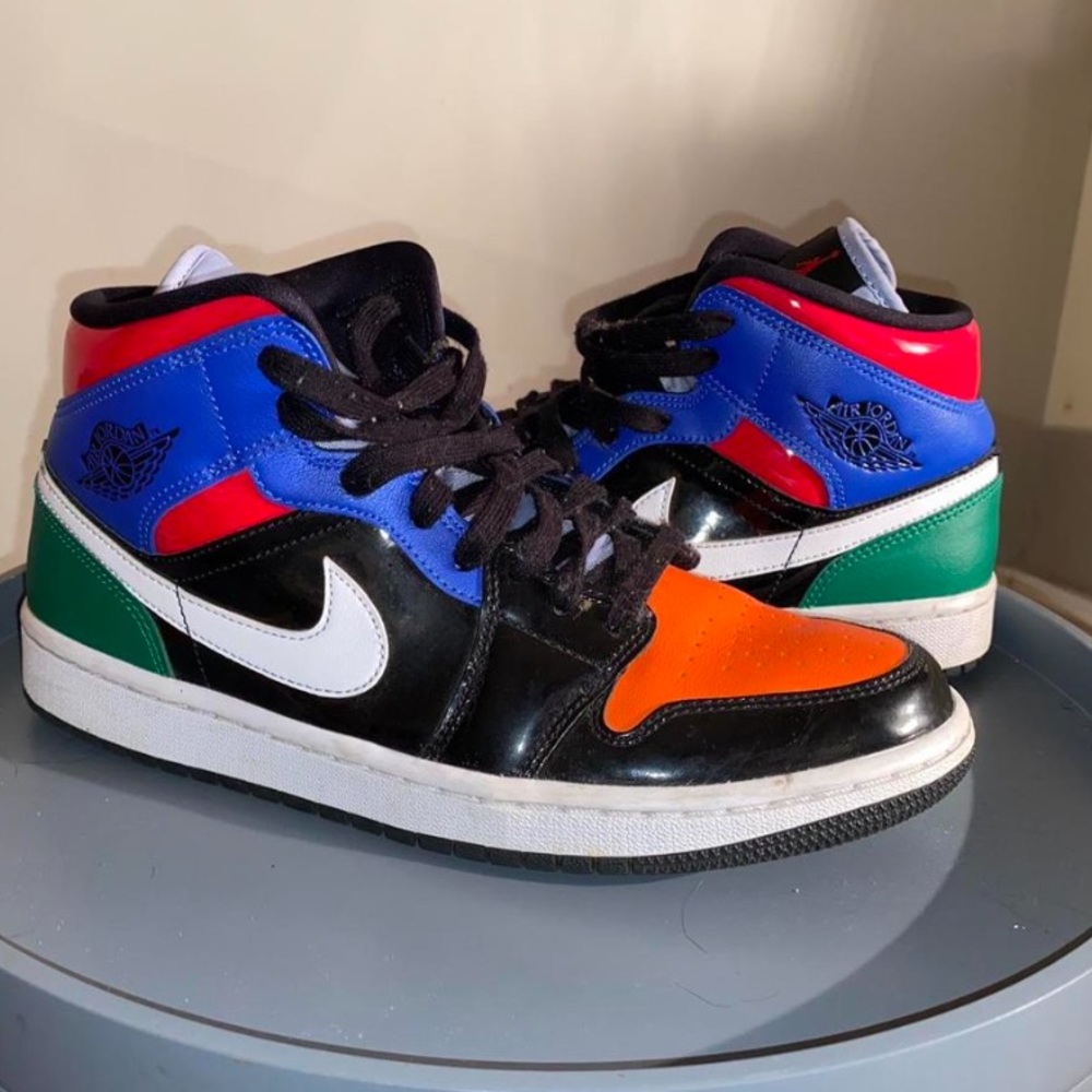 Nike Air Jordan 1 Retro Mid Multicolor Multi Patent SE WMNS size 10 Sneakers